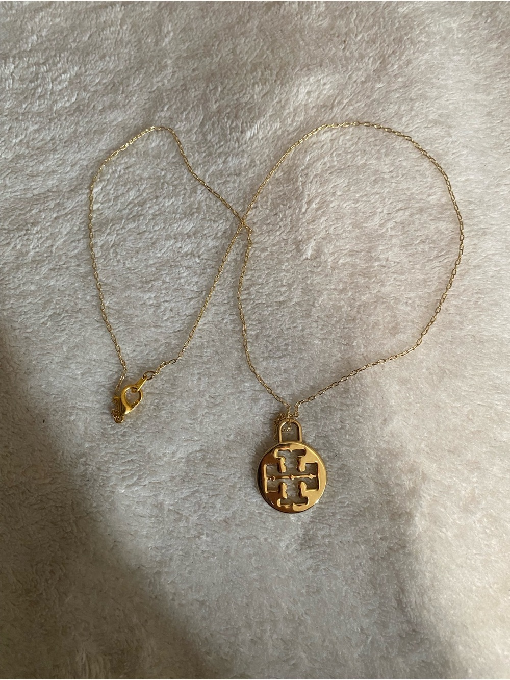 Tory Burch Gold Logo Medallion Necklace